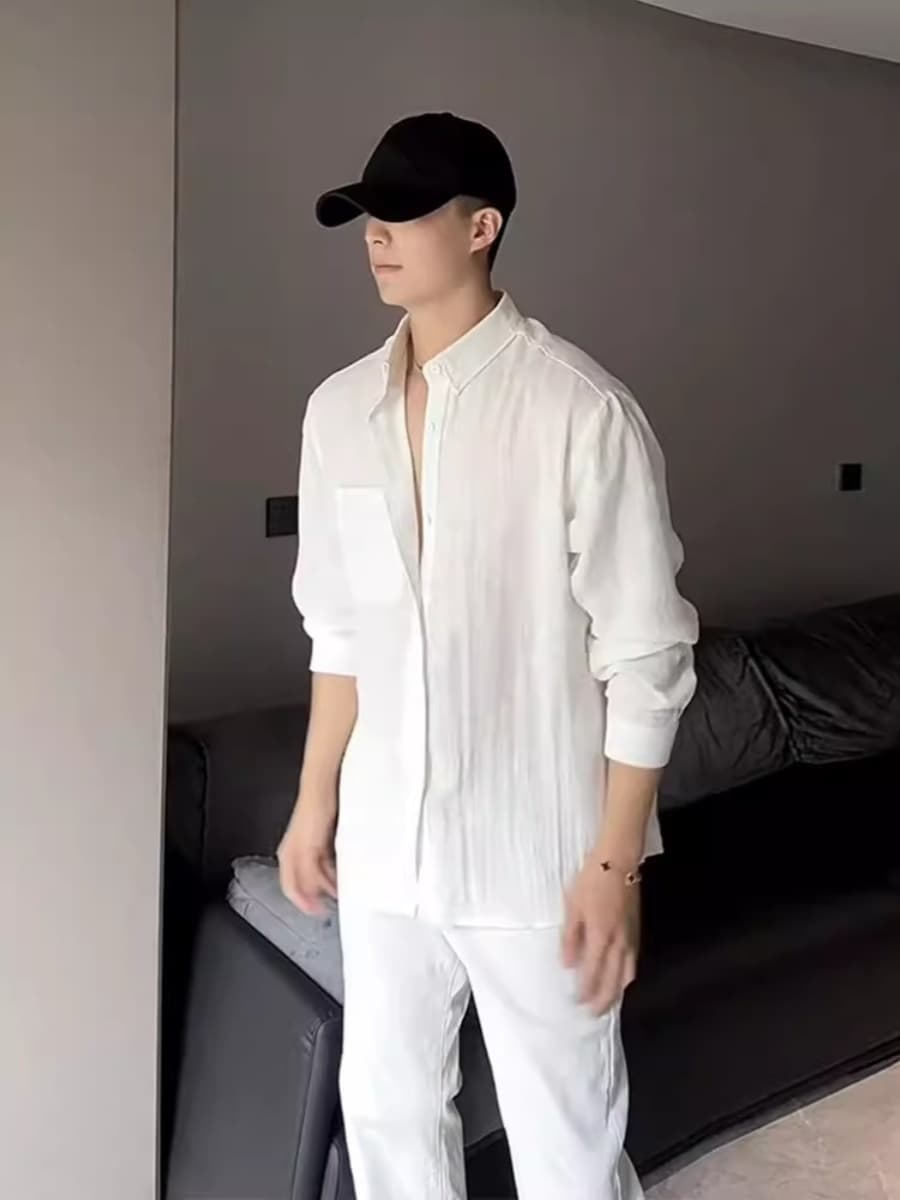 30代メンズファッション ミニマリスト リネンシャツ