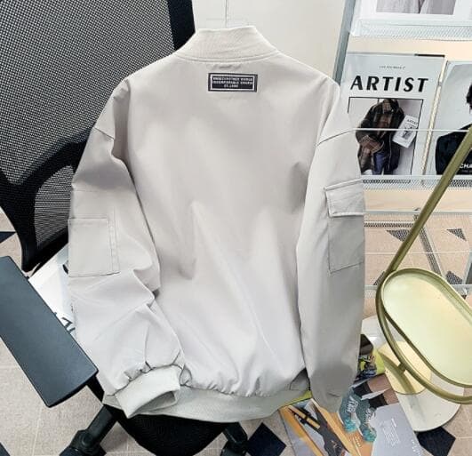 30代メンズファッション メンズ ノーカラー ボンバージャケット