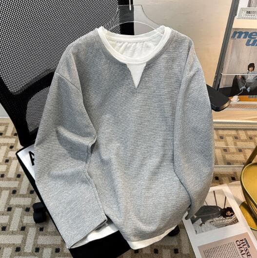 30代メンズファッション 長袖重ね着風シンプルトップス