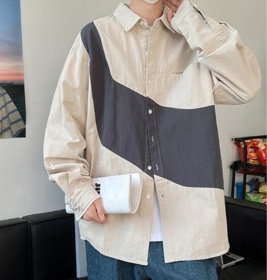 30代メンズファッション 秋冬対応切り替えデザイン長袖シャツ