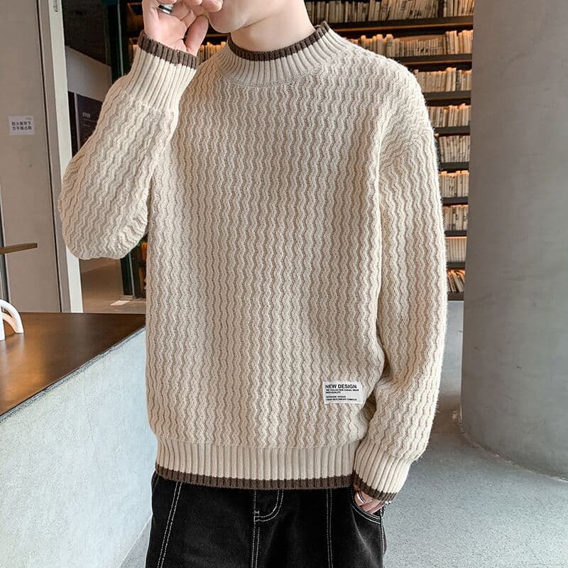 30代メンズファッション トップス シンプルクルーネックセーター