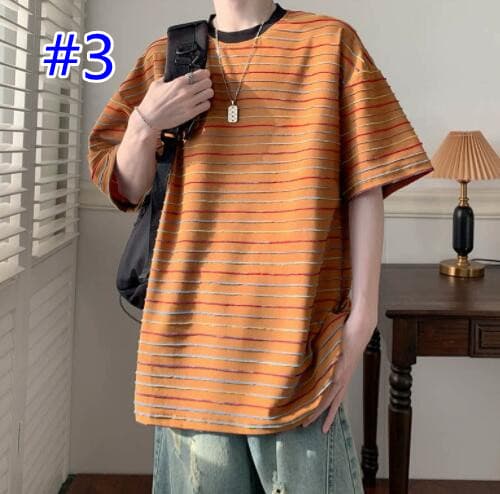 30代メンズファッション 半袖 ボーダー柄 オーバーサイズシャツ