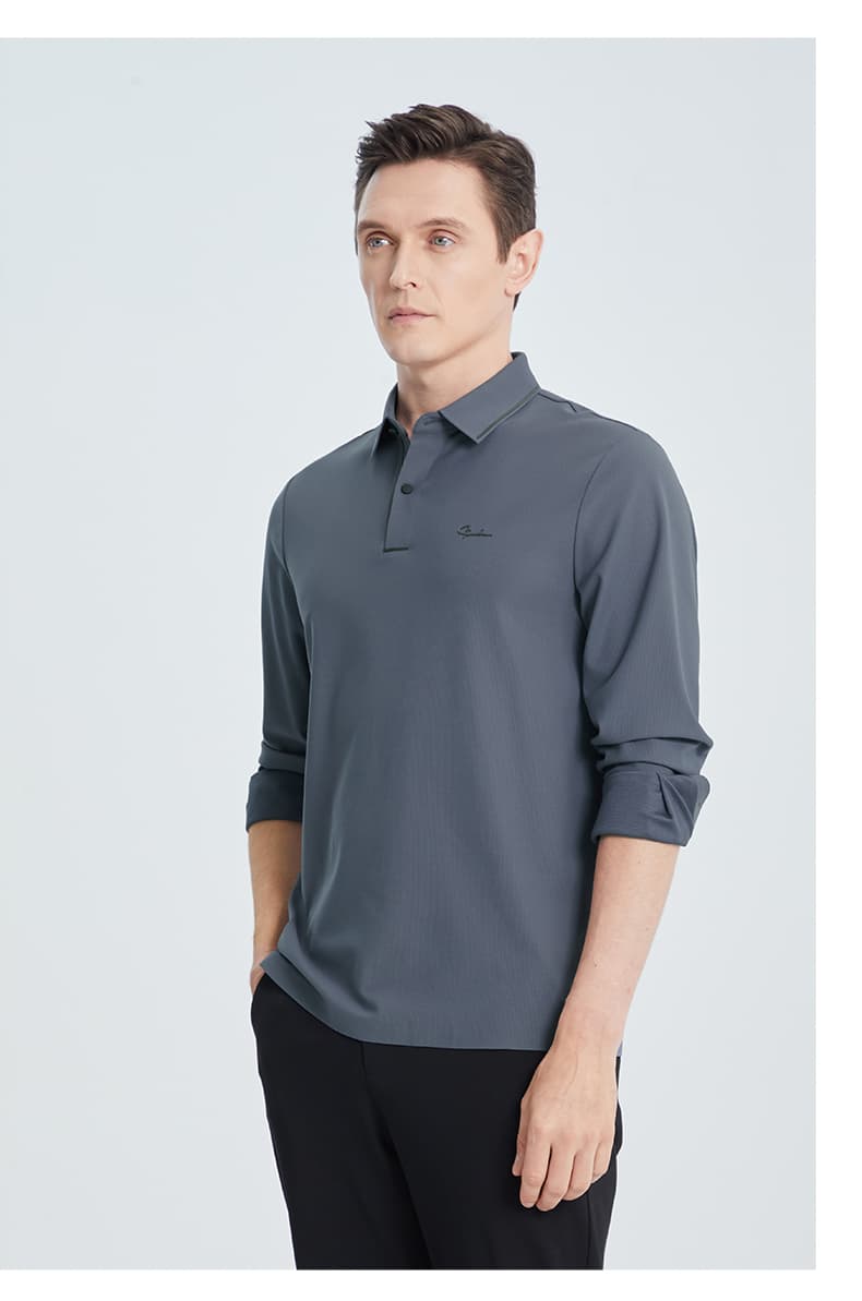 30代メンズファッション 上質シルエット長袖ポロシャツ
