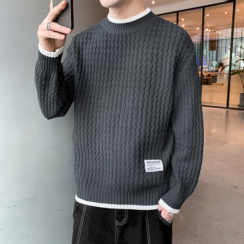 30代メンズファッション トップス シンプルクルーネックセーター