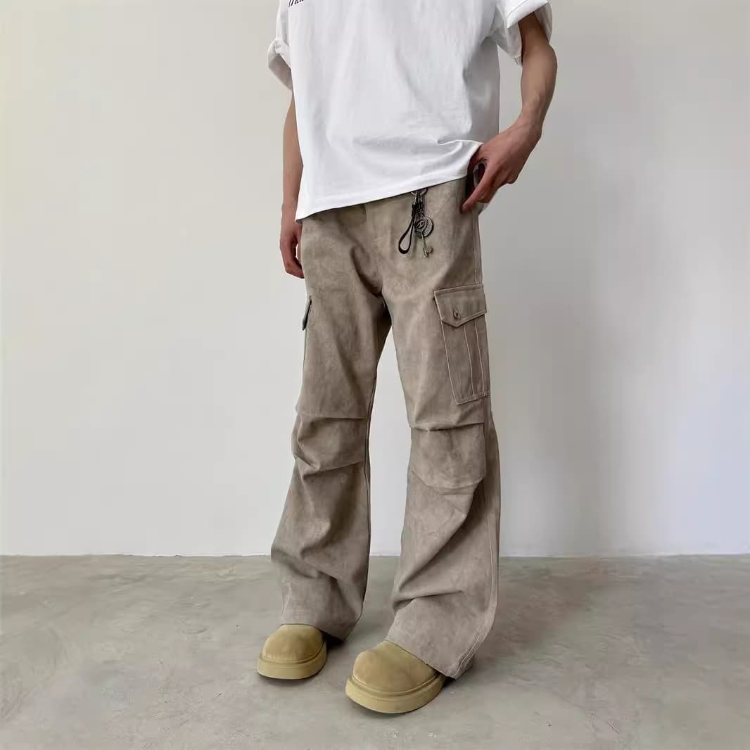 30代メンズファッション ワイド軽量カーゴパンツ