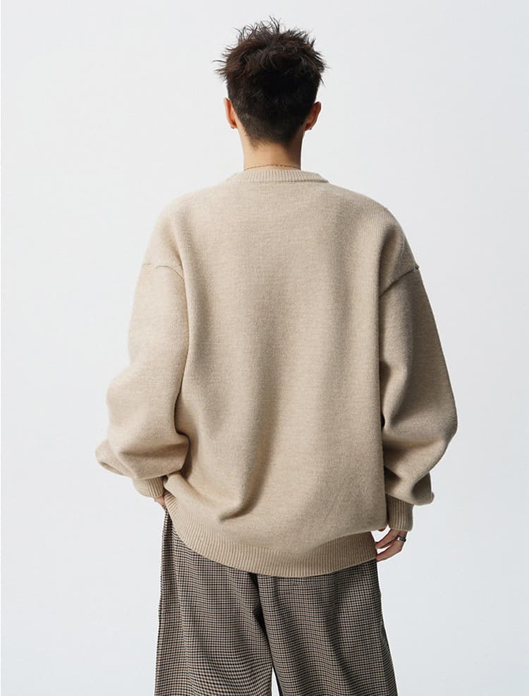 30代メンズファッション 無地長袖ニットセーター秋冬新作トップス