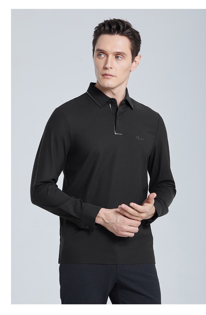 30代メンズファッション 上質シルエット長袖ポロシャツ