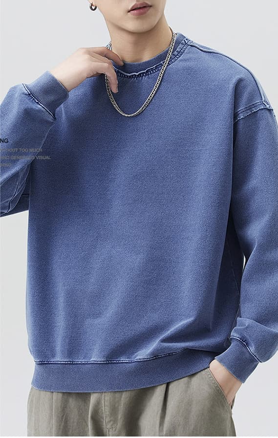 30代メンズファッション 男性用古着風スウェットシャツ 春秋対応 全2色
