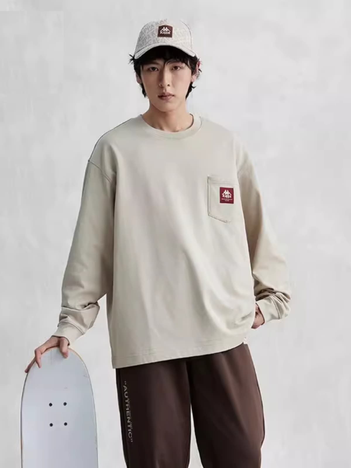 30代メンズファッション リラックス胸ポケット長袖トレーナー