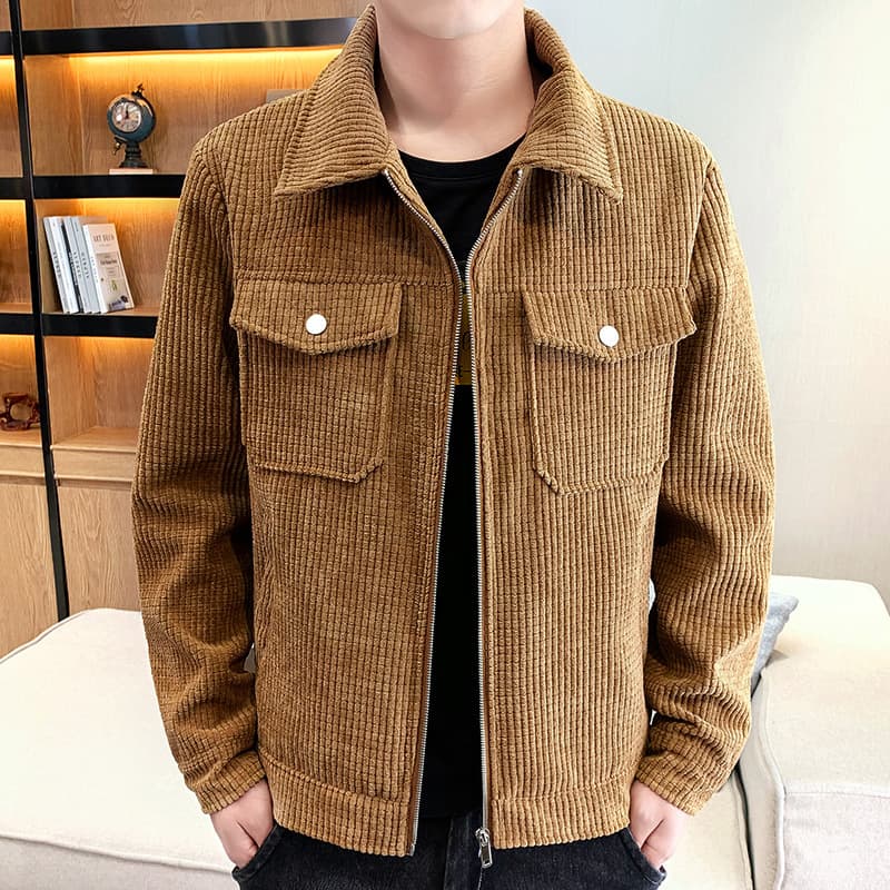 30代メンズファッション 太畝コーデュロイ トラッカージャケット
