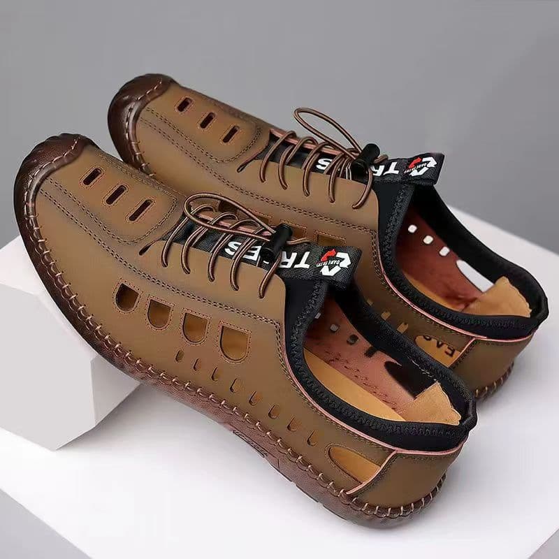 30代メンズファッション シューズ 透気メッシュレザーサンダルシューズ