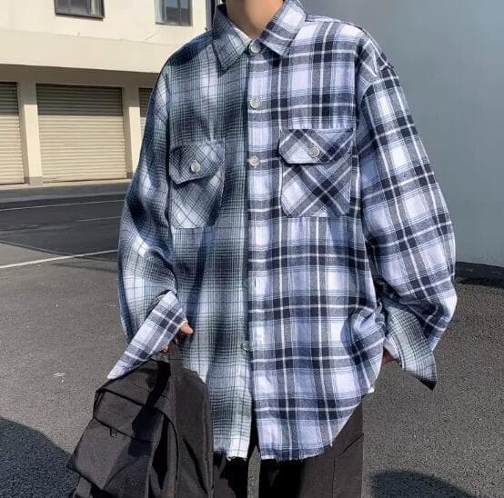 30代メンズファッション 春秋対応メンズチェック柄長袖カジュアルシャツ