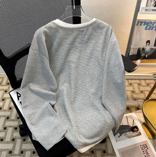 30代メンズファッション 長袖重ね着風シンプルトップス