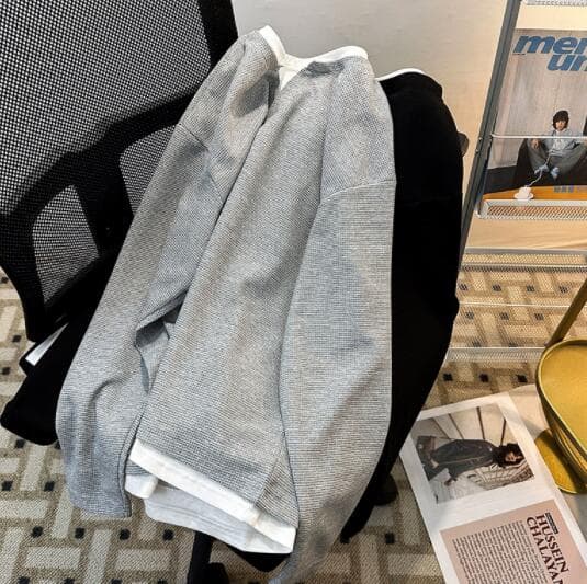 30代メンズファッション 長袖重ね着風シンプルトップス