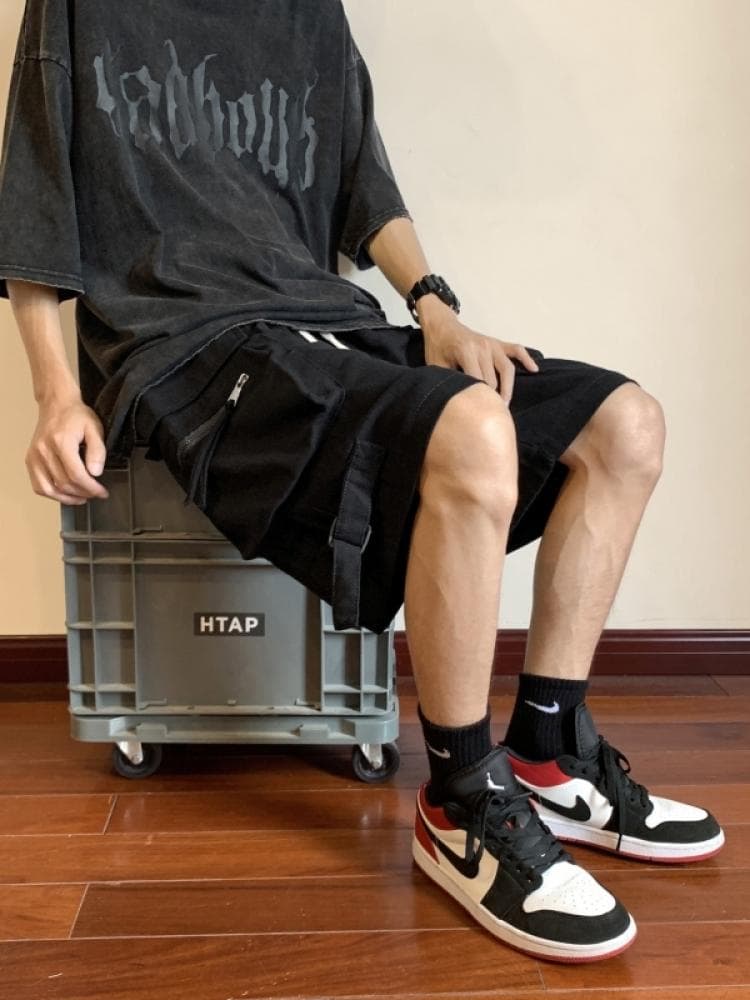 30代メンズファッション ボトムス マルチポケット機能性カーゴハーフパンツ