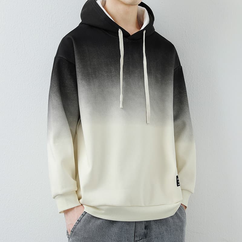 30代メンズファッション グラデーション染め プルオーバーパーカー
