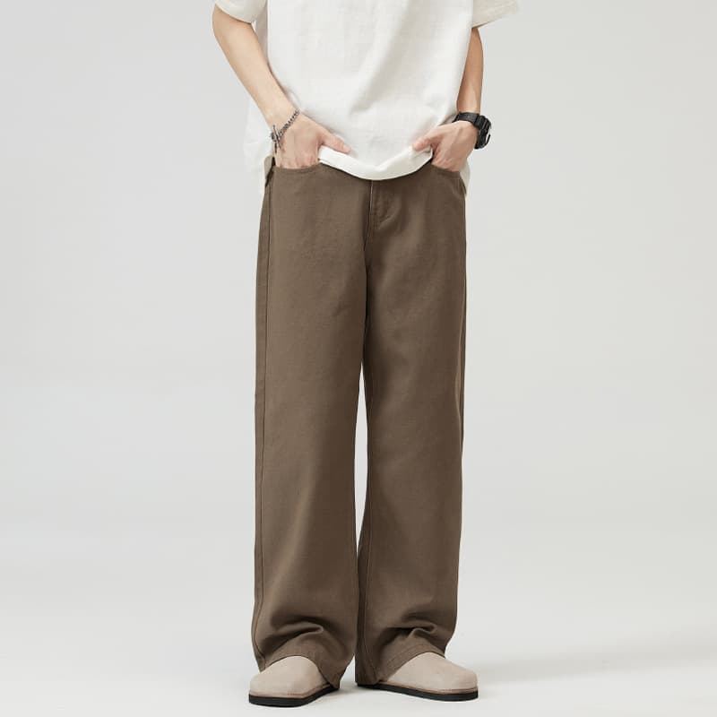 30代メンズファッション ボトムス ゆったりワイドストレートパンツ