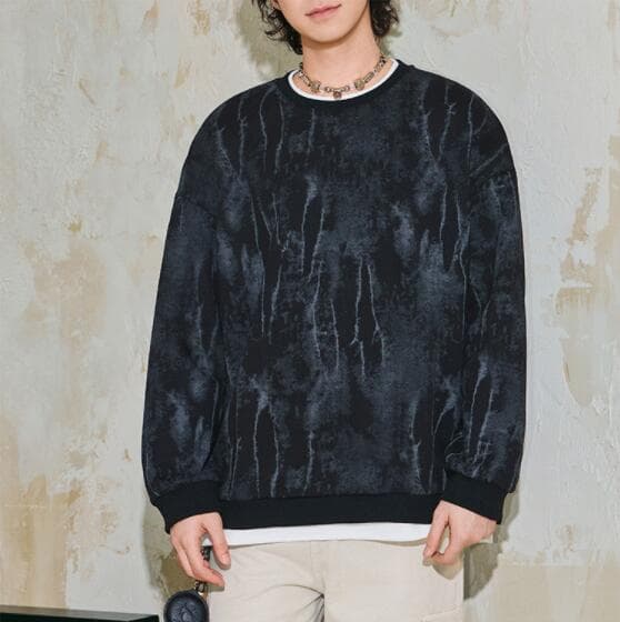 30代メンズファッション 長袖ラウンドネック重ね着風トップス