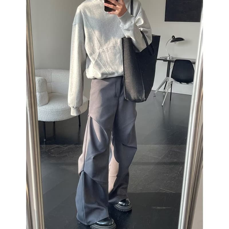 30代メンズファッション ドレープワイドスラックス