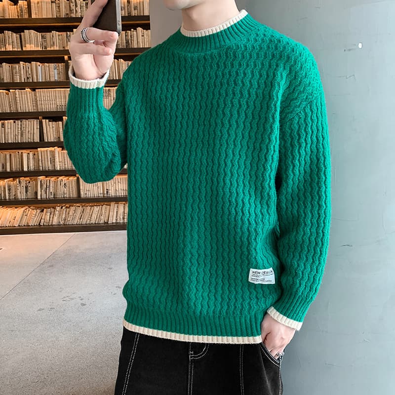 30代メンズファッション トップス シンプルクルーネックセーター