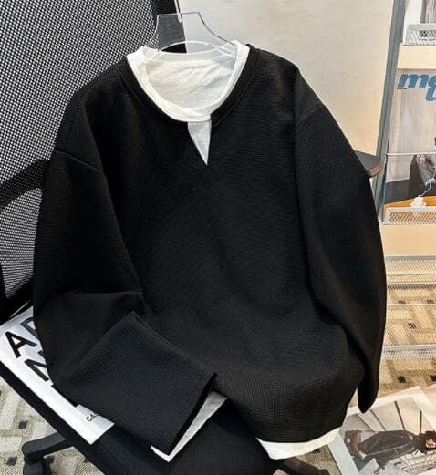 30代メンズファッション 長袖重ね着風シンプルトップス