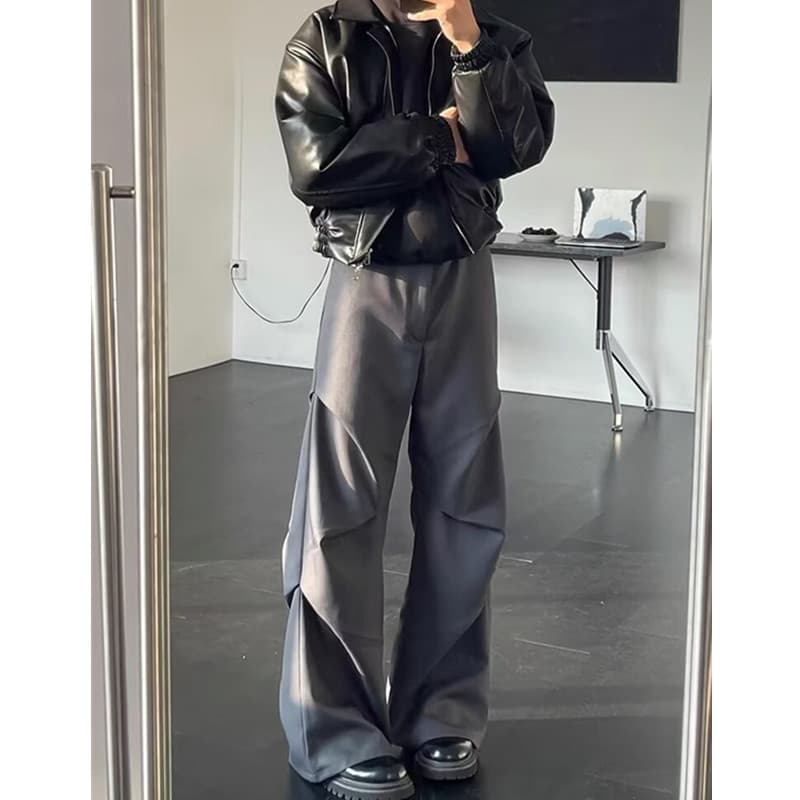 30代メンズファッション ドレープワイドスラックス