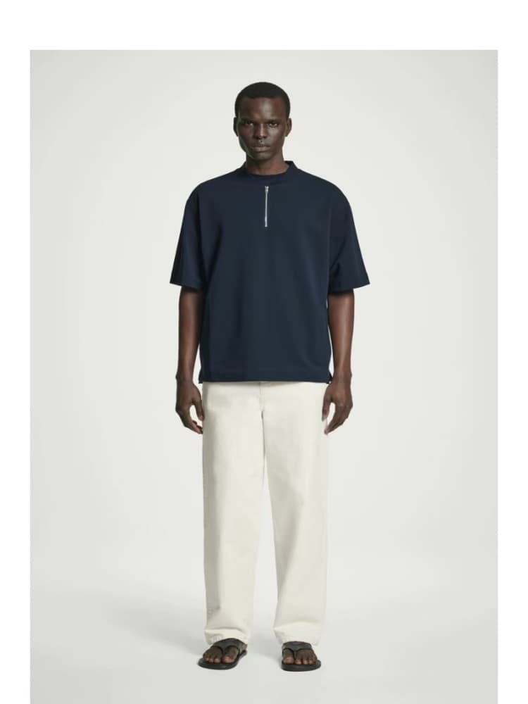 30代メンズファッション ハーフジップ モックネックプルオーバー